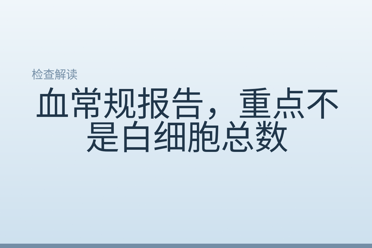 血常规报告,重点不是白细胞总数