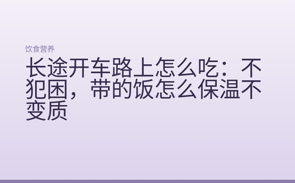 长途开车路上怎么吃：不犯困，带的饭怎么保温不变质